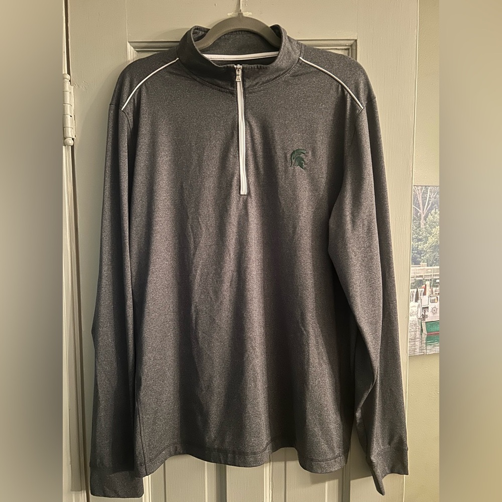 JOHNNIE O MICHIGAN STATE SPARTANS MENS FLEX gray QTR ZIP PULLOVER size XL Mens